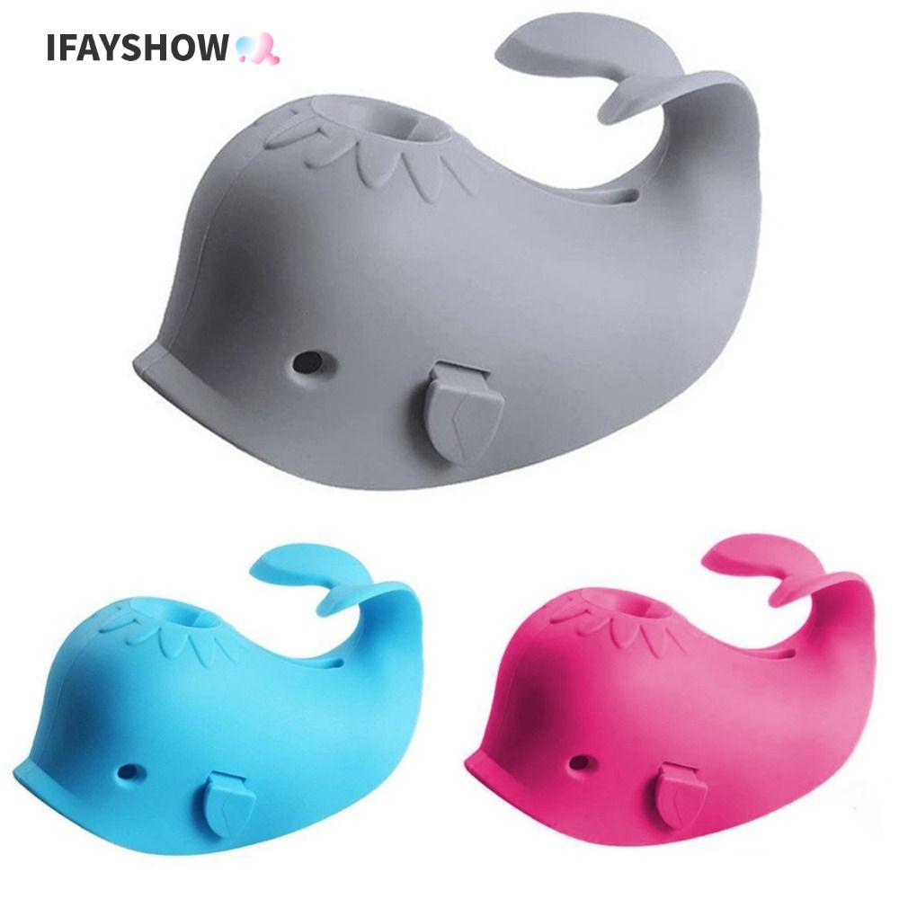 IFAYSHOW ผ้าคลุมก๊อกน้ําอาบน้ํา, ฝาครอบป้องกันก๊อกน้ําปลาวาฬป้องกันการชนกัน, ฝาครอบพวยอาบน้ําซิลิโคนแบบพกพาสากลสําหรับเด็ก