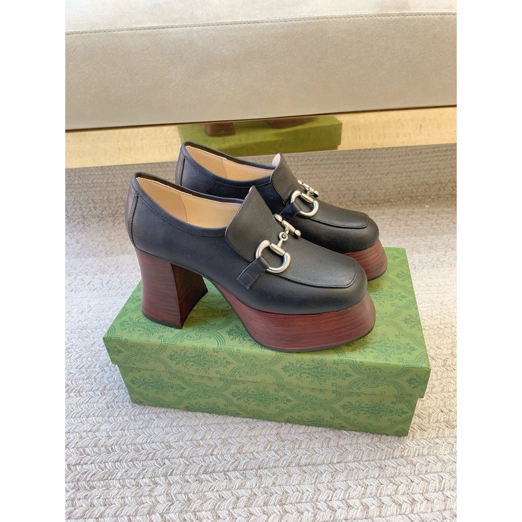 Gucci-9cm Heel 4cm Water Platform Classic Horsebit Waterproof Platform Super High Heels