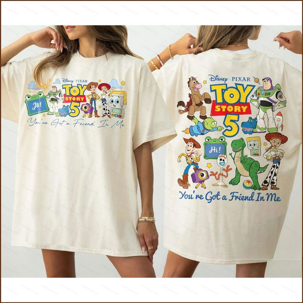 เสื้อยืดผ้าฝ้ายหนา Toy Story 5 ลายวู้ดดี้ เลนนี่ หนังสือเวทมนตร์ และลาย "คุณคือเพื่อนที่ดีที่สุดของฉัน" สีดำและขาว