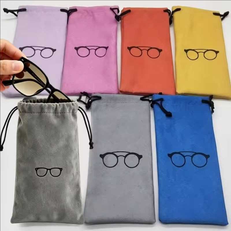 1/2/4PCS - Flocking แว่นตากระเป๋า Drawstring กระเป๋าแว่นตากันแดดแว่นตากระเป๋ากระเป๋าแว่นตา Protector ขนาดเล็กกระเป๋าเก็บรายการ