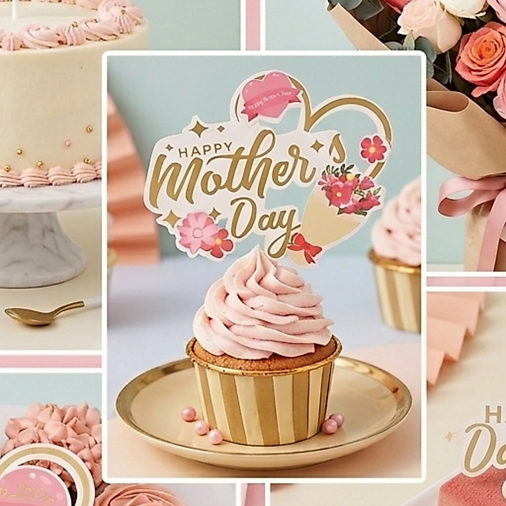 10 ชิ้น Mothers day Cake Topper / Mothers day Cake Topper Cupcake Bucket Decorative