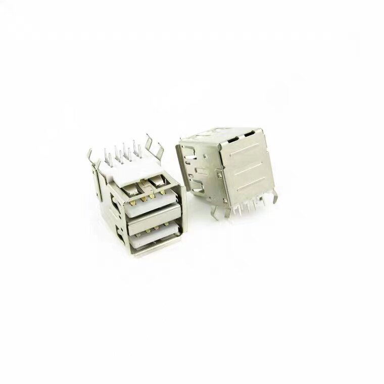 ซ็อกเก็ตหญิง USB/USB ซ็อกเก็ตสองชั้น/ซ็อกเก็ต USB หญิงสองชั้น 90 องศาโค้ง Pin 8P/8 Pin