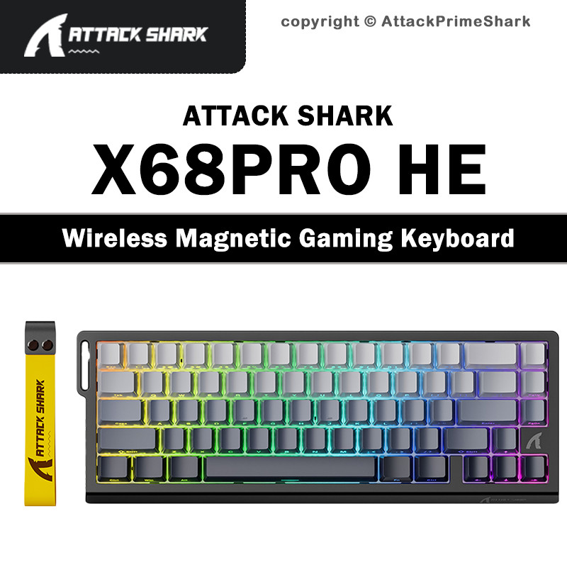 ATTACK SHARK X68PRO HE คีย์บอร์ดแม่เหล็กไร้สาย 66 คีย์ RGB Tri-Mode 8000Hz RT