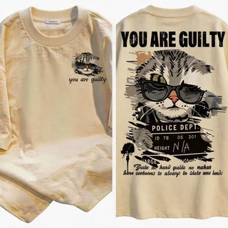 DailyTee🌟 เสื้อยืด Oversize ' Mugshot Cat ' สไตล์เกาหลี เท่ห์มาก ใส่ได้ทั้งชายหญิง ผ้านุ่มสบายตัวทั้งวัน รองรับ COD📦