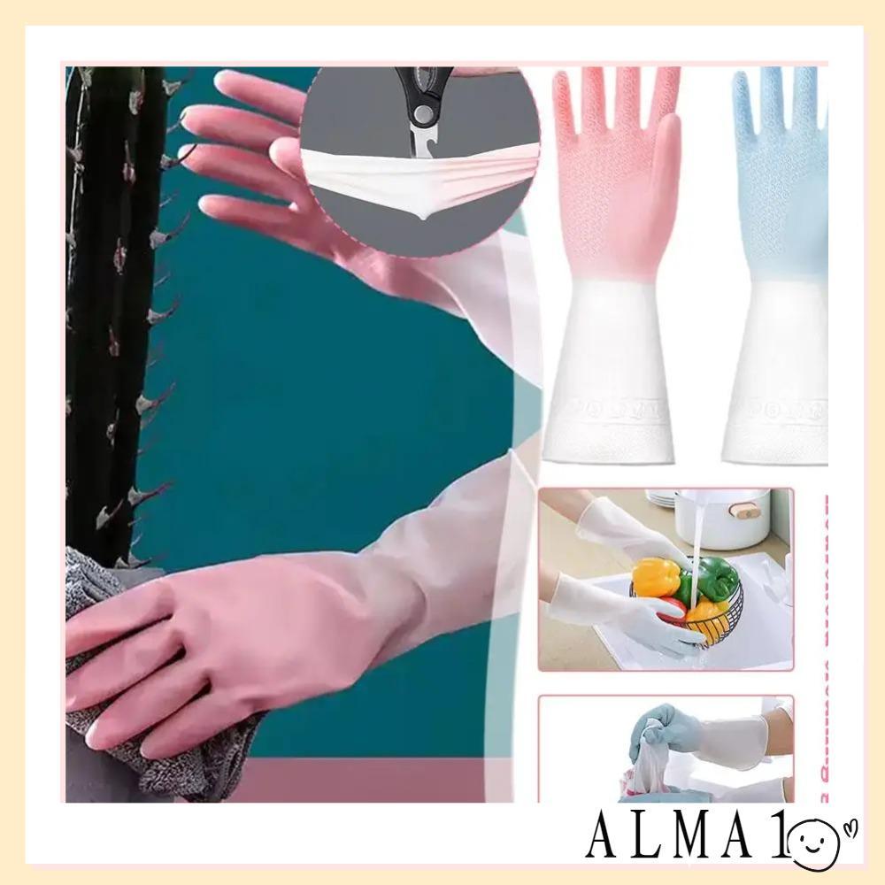 อัลมา ถุงมือล้างจานในครัว, ถุงมือทําความสะอาดในครัวเรือน พีวีซี กันลื่น, ของขวัญถุงมือยางทนทานที่ทนต่อการสึกหรอกันน้ํา