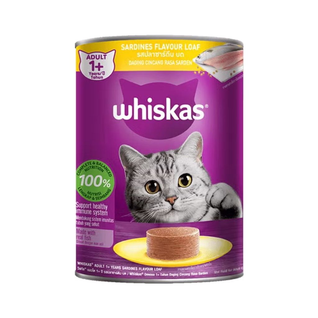 วิสกัส อาหารเปียกแมวโต รสปลาซาร์ดีน Whiskas Adult Wet Cat Sardine 400g.