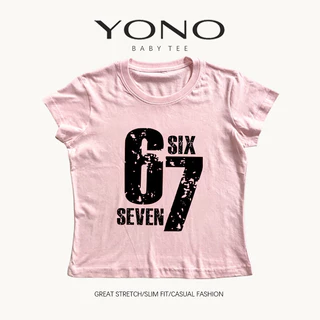 (พร้อมส่ง24ชม.) baby tee สีแดงไวน์ ลายเลข 67 วินเทจ ฟีลอเมริกันสปอร์ต ทรงเข้ารูป ใส่เท่แมตช์ง่าย