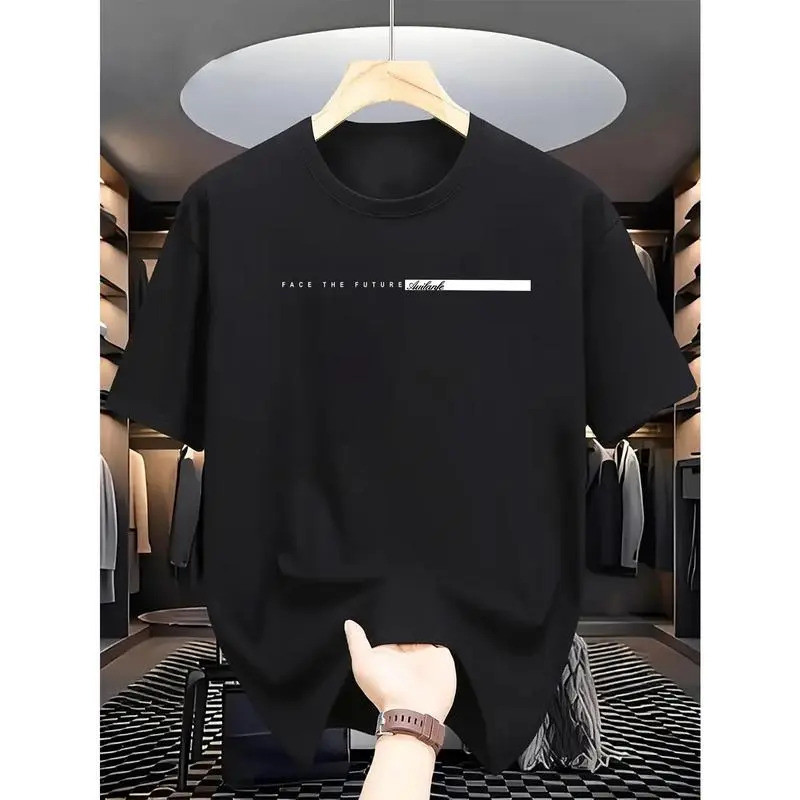 BKK[จัดส่งในกรุงเทพฯ] เสื้อยืดผ้าฝ้ายแท้, แขนสั้นผู้ชาย, สไตล์ฤดูร้อน, ลำลองกีฬา, แฟชั่น, คอกลม, ตัวอักษร