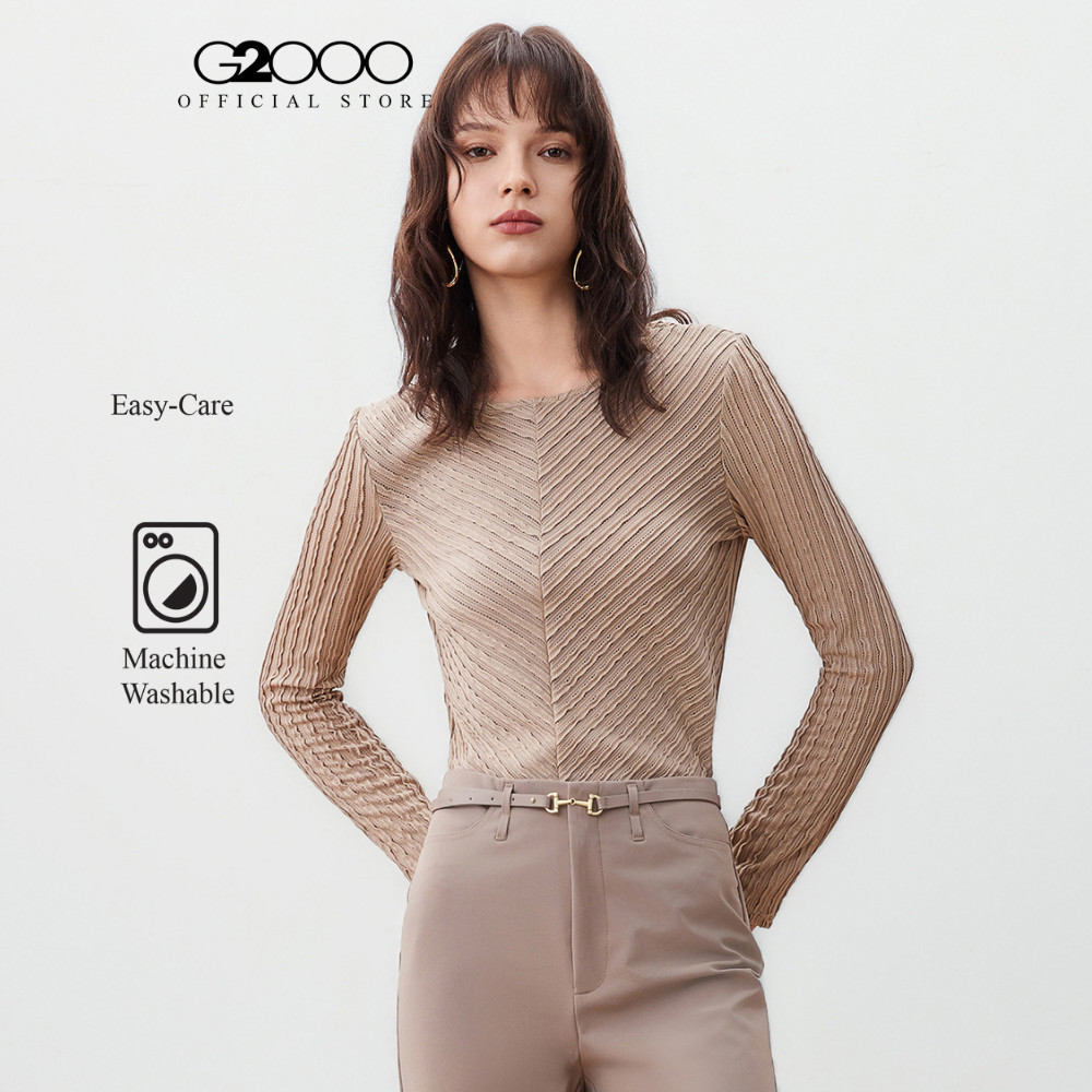 G2000 เสื้อเบลาส์ผ้ายืดสำหรับผู้หญิง ทรง Regular Fit รุ่น 5624175117 BEIGE