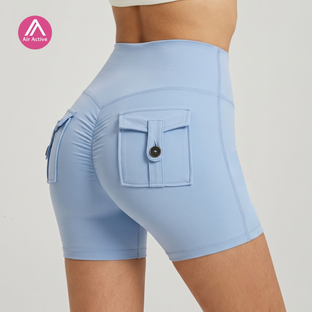 AirActive กางเกงกีฬาขาสั้น เอวสูง สีนู้ด เซ็กซี่ เหมาะกับใส่เล่นโยคะ ฟิตเนส สําหรับผู้หญิง