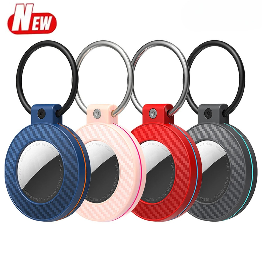 เคสป้องกันเนื้อคาร์บอนไฟเบอร์สําหรับที่วางพวงกุญแจ Apple AirTag