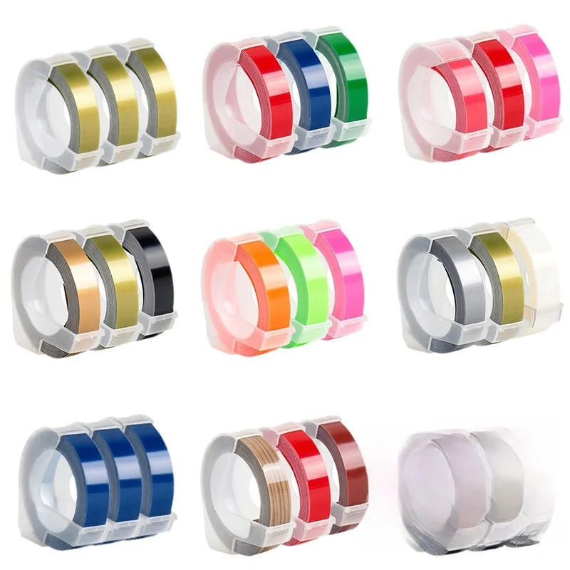 3 ม้วน 9 มม.สําหรับ DYMO 3D ลายนูนเทปพลาสติกเติม DYMO 12695 Omega Motex E101 1610 1880