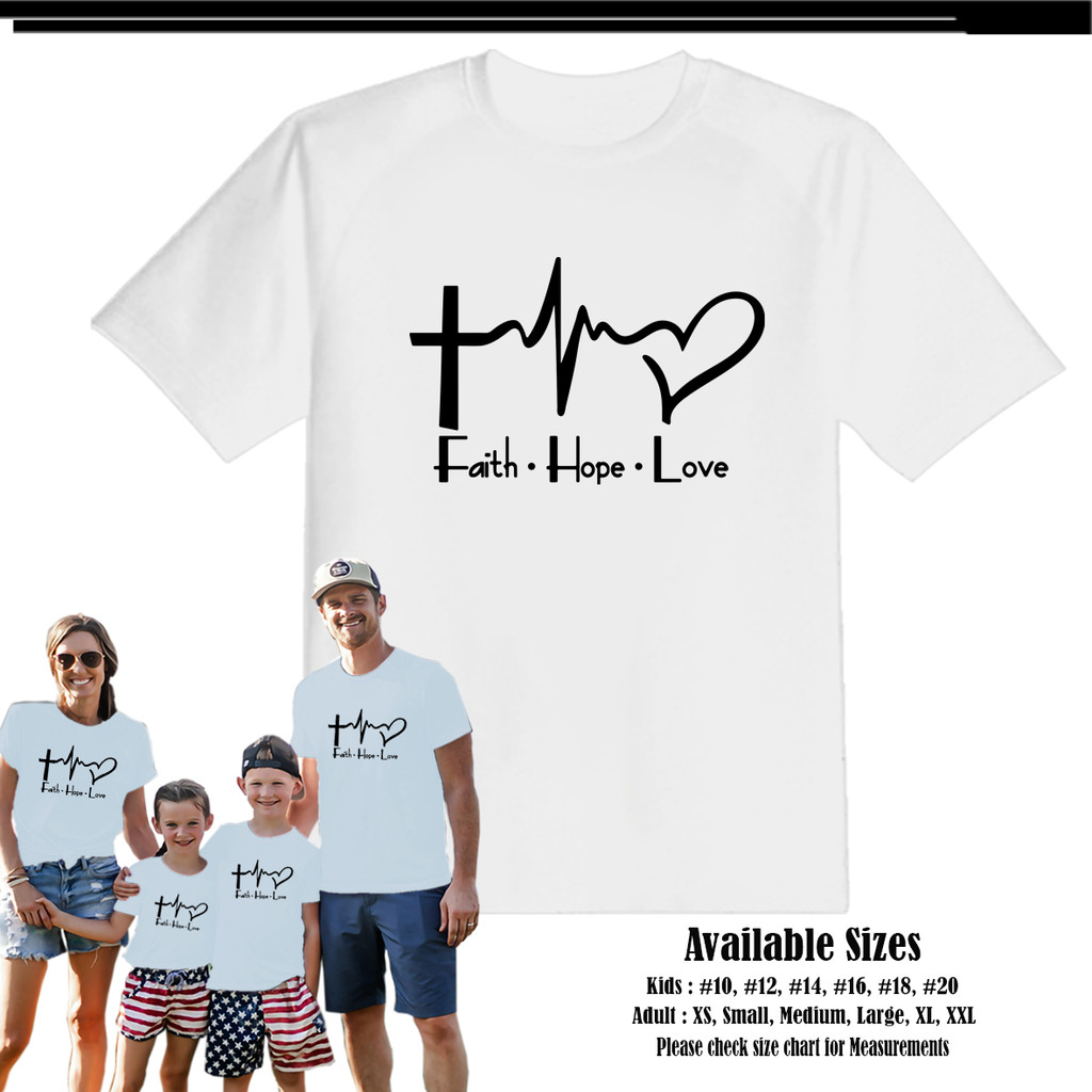[มีสินค้า] เสื้อยืดลาย Faith Hope Love สำหรับเด็กและผู้ใหญ่