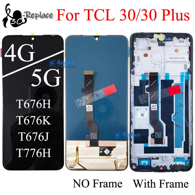 Amoled สีดํา 6.7 นิ้วสําหรับ TCL 30 4G 5G / 30 Plus T676H T776H T676K T676J จอแสดงผล LCD Touch Scree
