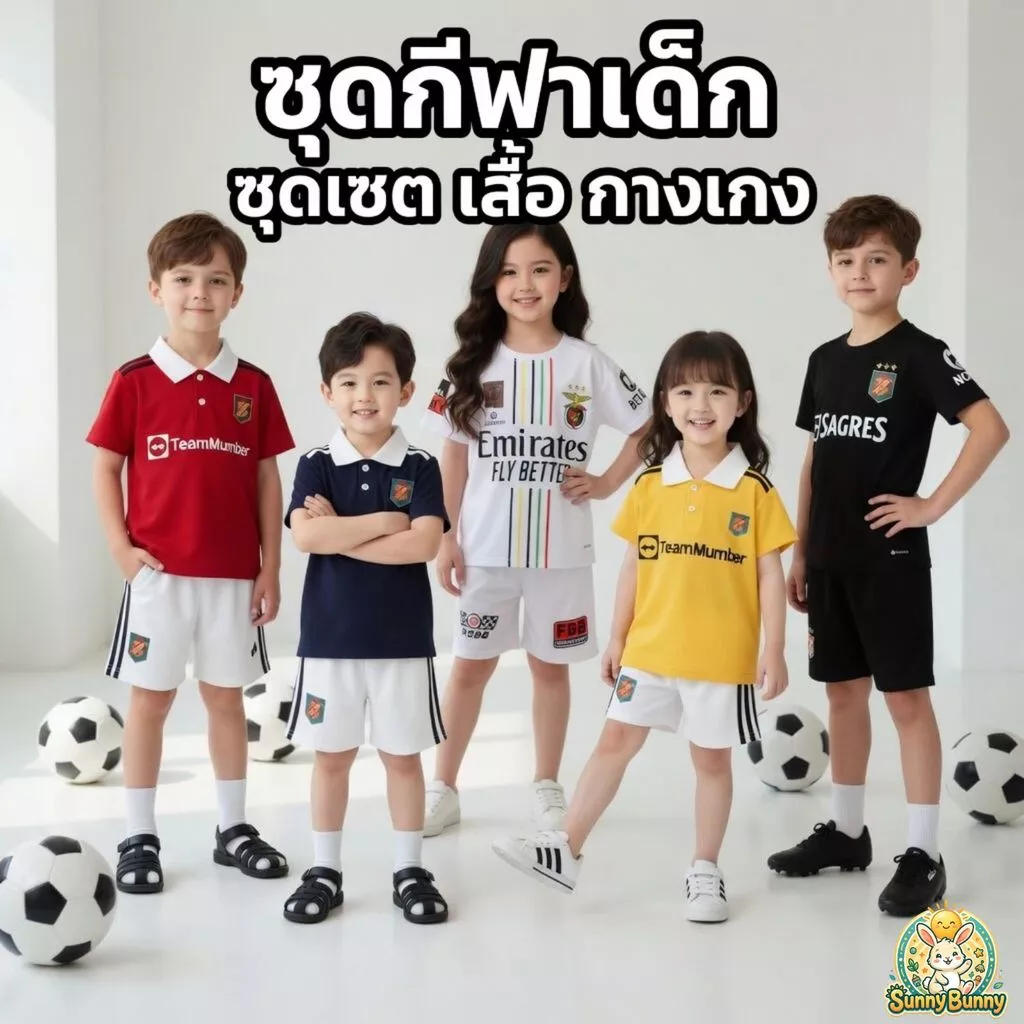 sunny_bunny ชุดกีฬาเด็ก ชุดเซต เสื้อ กางเกง สีแดง สีขาว สีดำ เนื้อผ้าดี นุ่ม สำหนรับ 1-7ขวบ