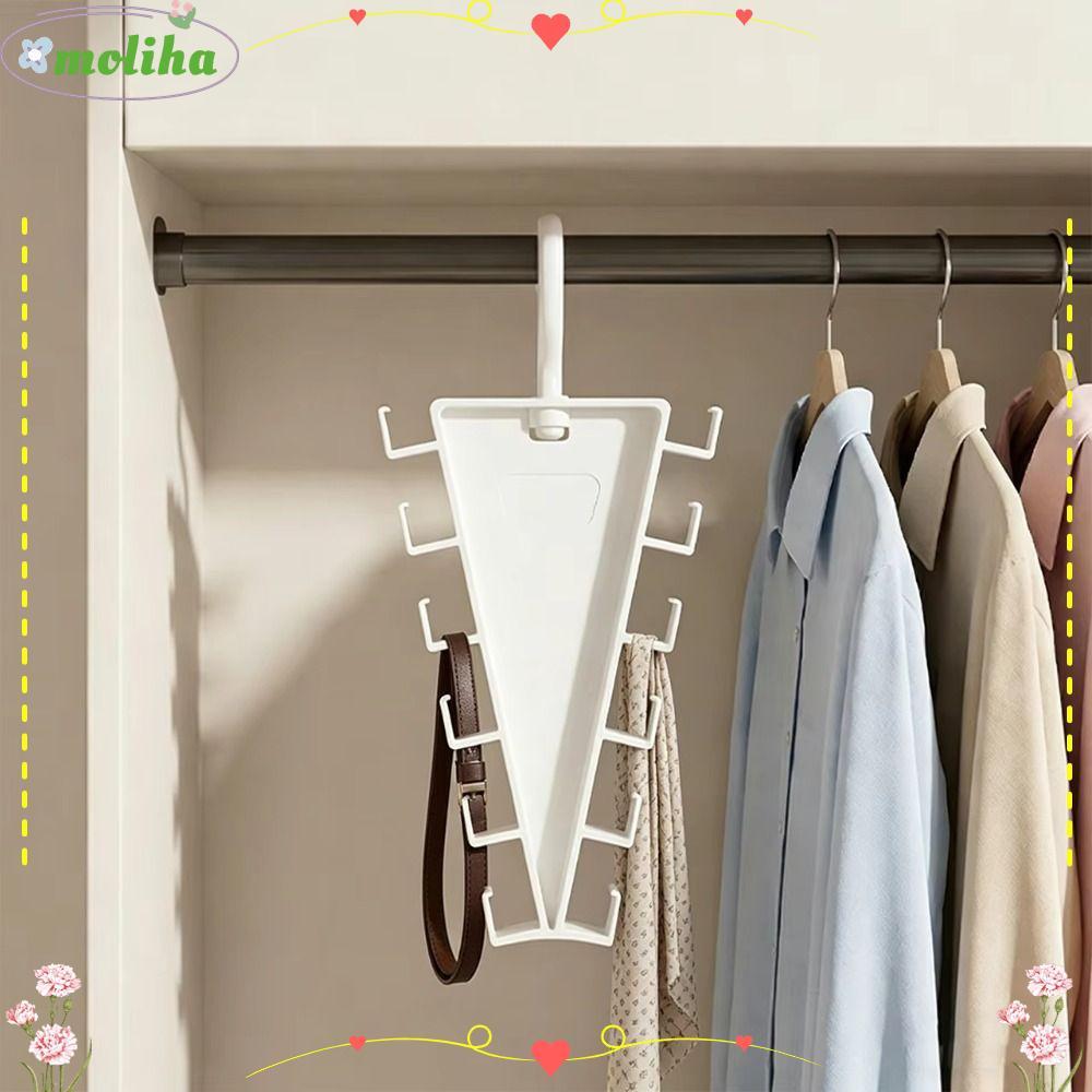 โมลิฮา ไม้แขวนเสื้อรูปตัววี,12ตะขอประหยัดพื้นที่ไม้แขวนเสื้อสองด้าน,หมุนได้ติดผนังหลายตะขอออแกไนเซอร์