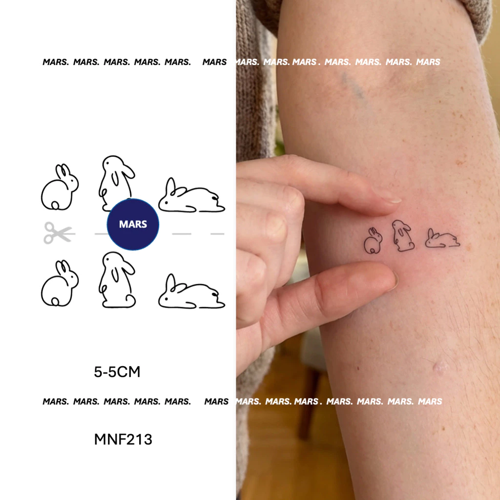 Mars TattooNEW Technology Magic, Long Lasting 2 สัปดาห์, รอยสักกึ่งถาวร, รอยสักชั่วคราว, สติ๊กเกอร์รอยสัก, ปลอม,"กระต่ายน่ารัก", MNF213