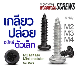 สกรูจิ๋ว M2 M3 M4 น็อตจิ๋ว หัวกลมแบนแพน สีเงิน/สีดำ 50 ตัว งาน DIY อิเล็กฯ คอม PCB 3dsPrint ซ่อมของเล่น งานประณีต