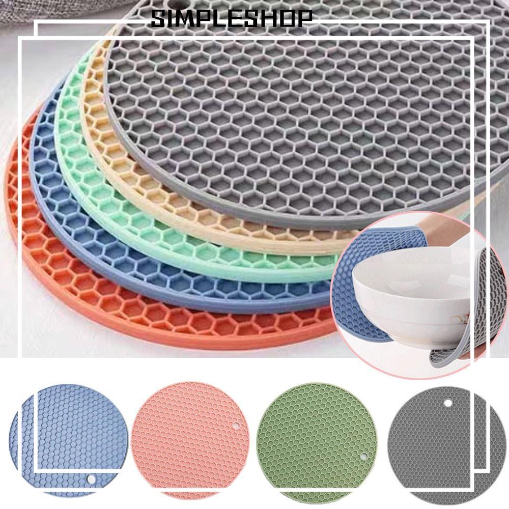 SIMPLESHOP เสื่อซิลิโคน Trivet, แผ่นกันลื่นหม้อครัวทนความร้อนซิลิโคนผู้ถือหม้อ,ทนทานทรงกลมอุปกรณ์ครัวซิลิโคน Trivet สําหรับหม้อร้อนและกระทะ