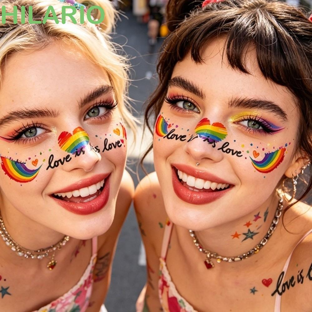 HILARIO Rainbow Freckles Face Tattoo, Long Lasting Disposable Face Tattoos, Star Waterproof Facial A