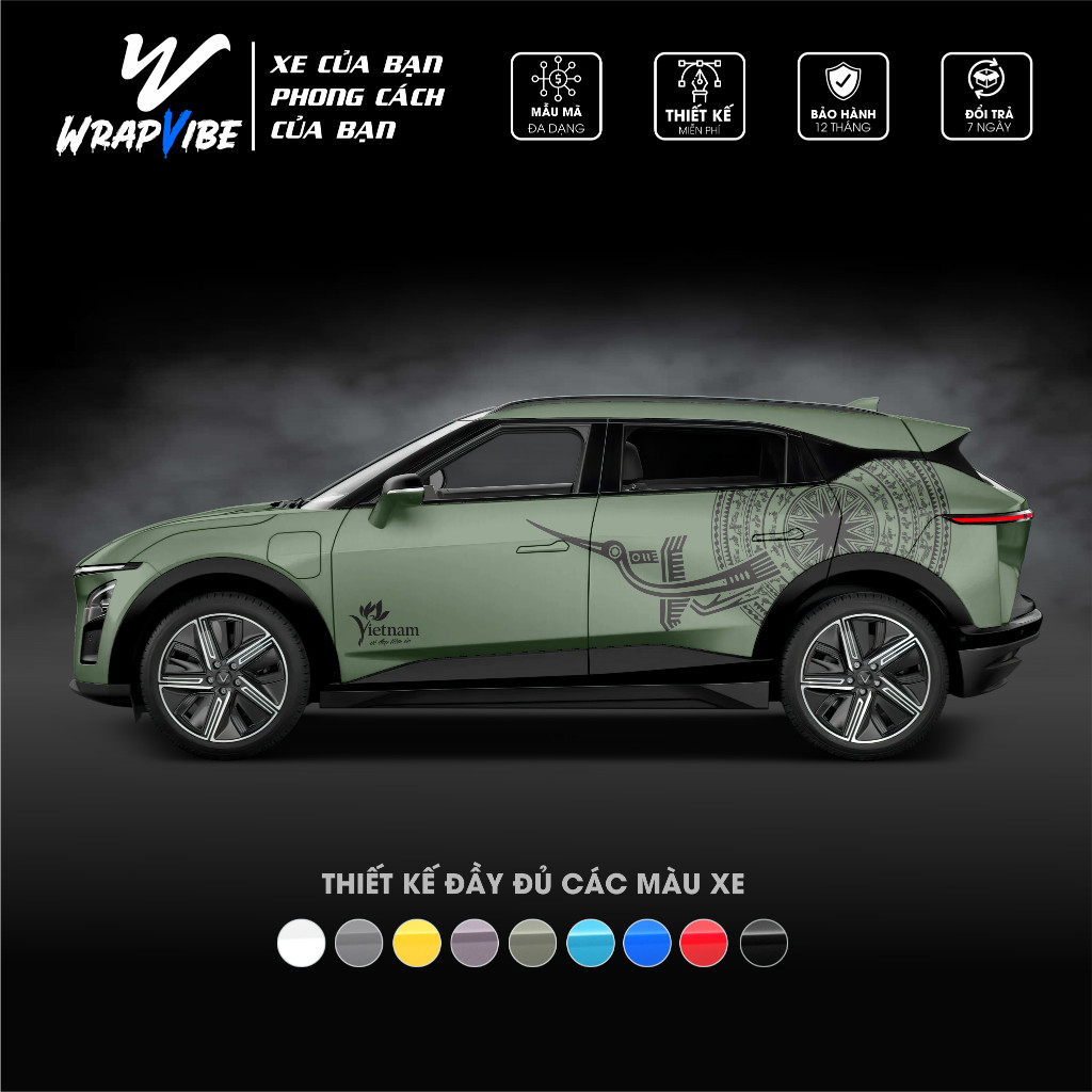 VinFast VF7 013 รูปลอกตกแต่งรถยนต์ – การออกแบบที่กําหนดเอง – เครื่องมือสติกเกอร์ฟรี – WrapVibe