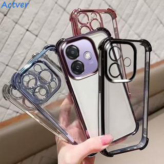 [ส่งจากไทย]เคสใส กันกระแทก สำหรับ สำหรับ Oppo A6Pro A5Pro A6X A5X A5i A3 A3X A18 A38 A60 A5 2020 A9 2020 ขอบสี Case TPU กันเลนส์กล้อง