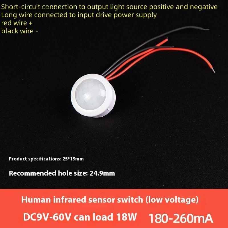 Baishanggrace 1 ชิ้นสวิทช์อัตโนมัติ DC 12V 24V PIR อินฟราเรด Motion Sensor สวิทช์ PIR Sensor เครื่องตรวจจับ LED อินฟราเรดสวิทช์ Sensitive Night โคมไฟ HHT