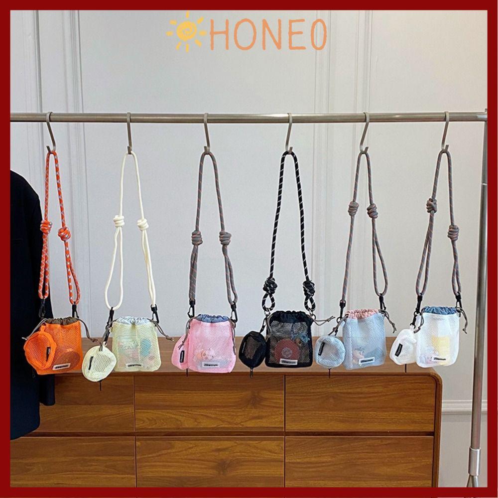 HONE กระเป๋าสะพายข้าง,กระเป๋าถือสี Dopamine ตาข่ายน้ําหนักเบา,แบบพกพา Casual และ Minimalist ความจุขนาดใหญ่หนึ่งขนาดใหญ่และหนึ่งกระเป๋าโทรศัพท์ขนาดเล็กกลางแจ้ง