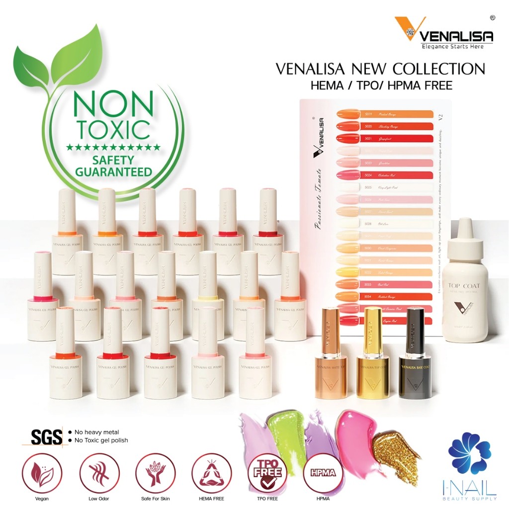 🔥พร้อมส่ง Hema Free & TPO Free🔥สีเจล A074 Venalisa เซต V2 18 สี 10 ml