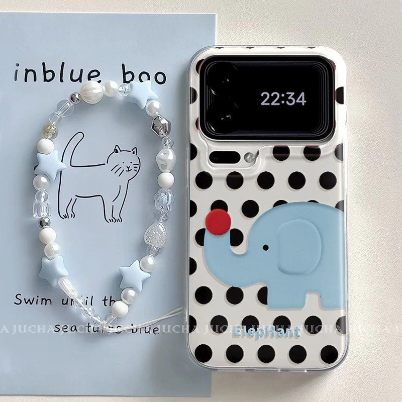 Polka Dot Blue Elephant เหมาะสําหรับ Samsung s26ultra เคสโทรศัพท์ s24 + s25fe การ์ตูน s22 + s21 + สด s20fe น่ารัก a57a56 สไตล์ใหม่ a37a57a17 หลุมใหญ่ a16a06