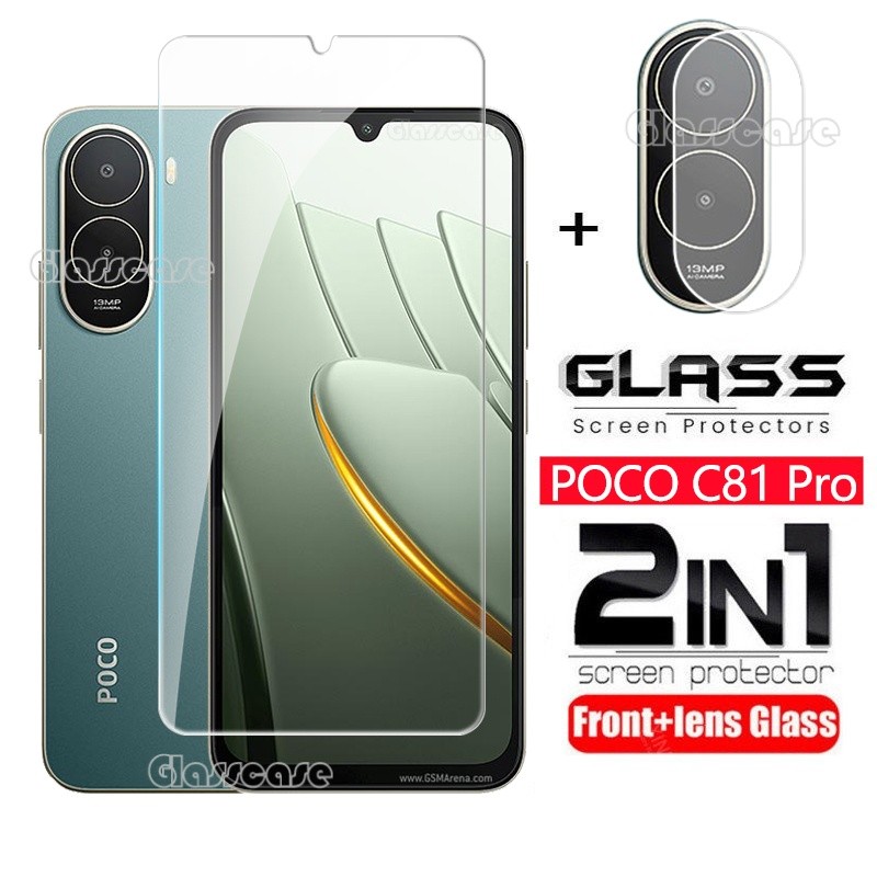 สําหรับ PocoC81 Pro 4G 2026 2 in 1 กระจกนิรภัยป้องกันหน้าจอฟิล์มสําหรับ Poco C81 Pro 4G C81Pro Xiaomi 2026 ฟิล์มนิรภัยฟิล์ม HD เลนส์ป้องกันโทรศัพท์