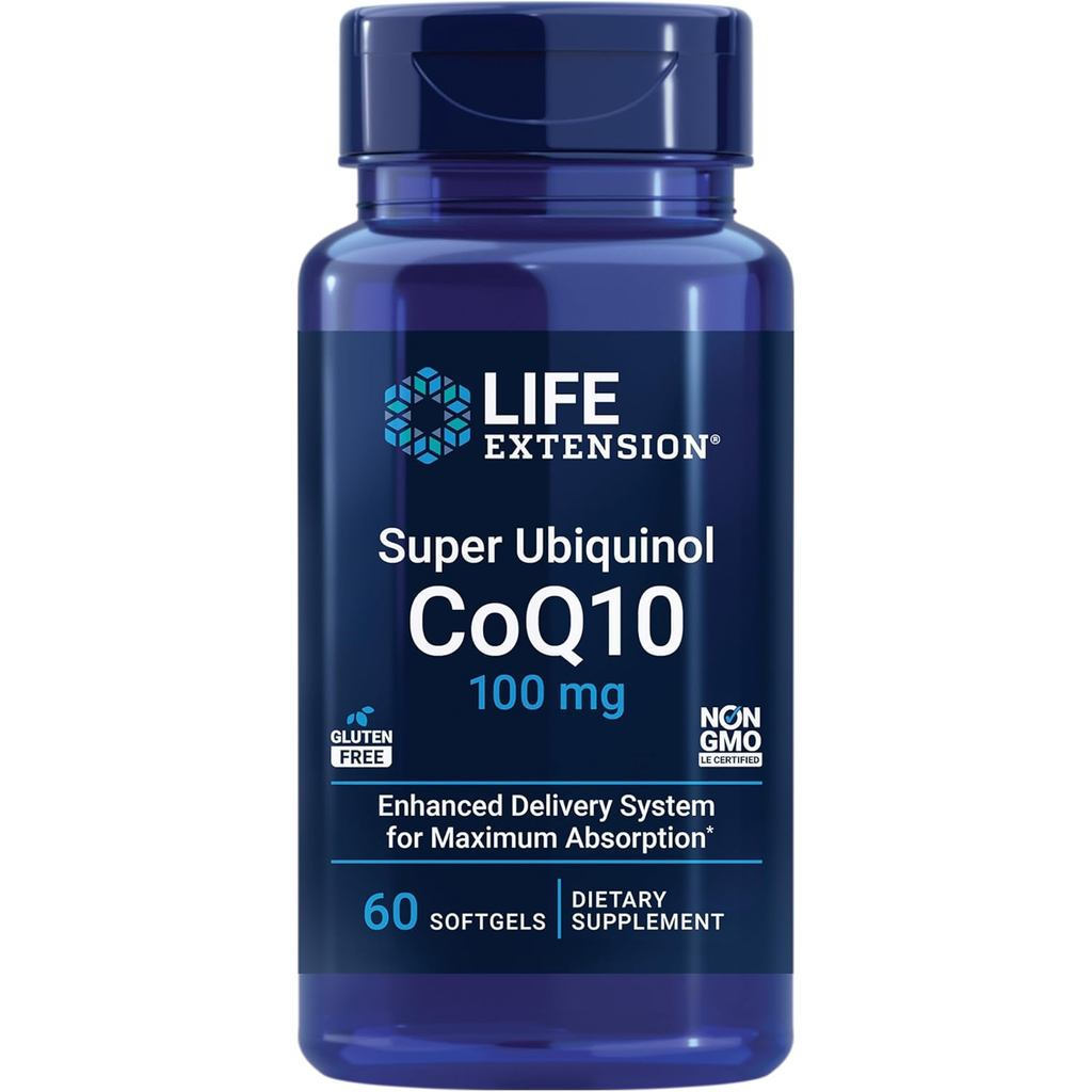 Life Extension Super Ubiquinol CoQ10, สุขภาพหัวใจ, พลังงานเซลล์, การป้องกันความเครียดออกซิไดทีฟ, การการดูดซึมสูงสุด, 100 มก., ไม่ใช่จีเอ็มโอ, ปราศจากกลูเตน, 60 ซอฟท์เจล