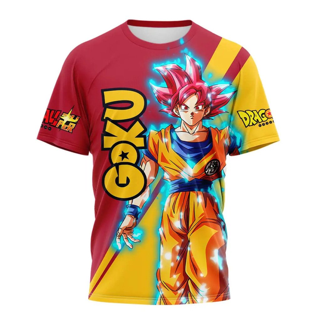 3D Dragon Ball Super Anime Kids Short Sleeve Tee Beerus Graphic Print Top for Daily Street Wear