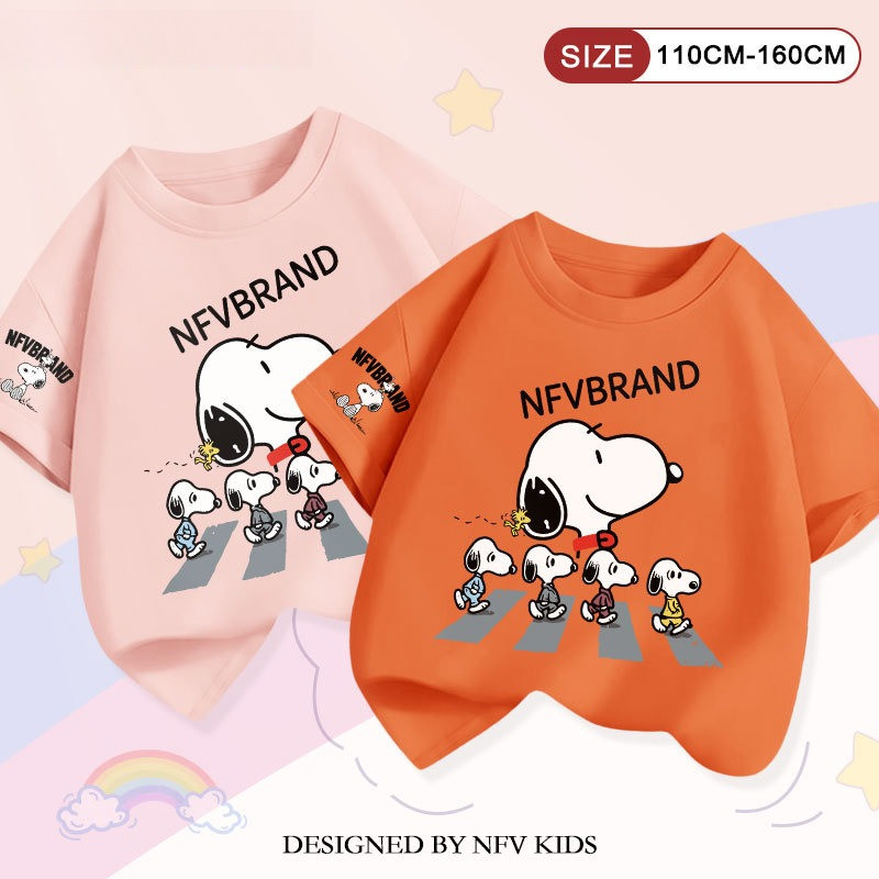 (จัดส่งตลอด 24 ชั่วโมง) เสื้อยืดแขนสั้นเด็ก🔥oversize สะดวกสบาย ระบายอากาศ Snoopy ใส่ได้ทั้งเด็กชายและเด็กหญิง YG5726