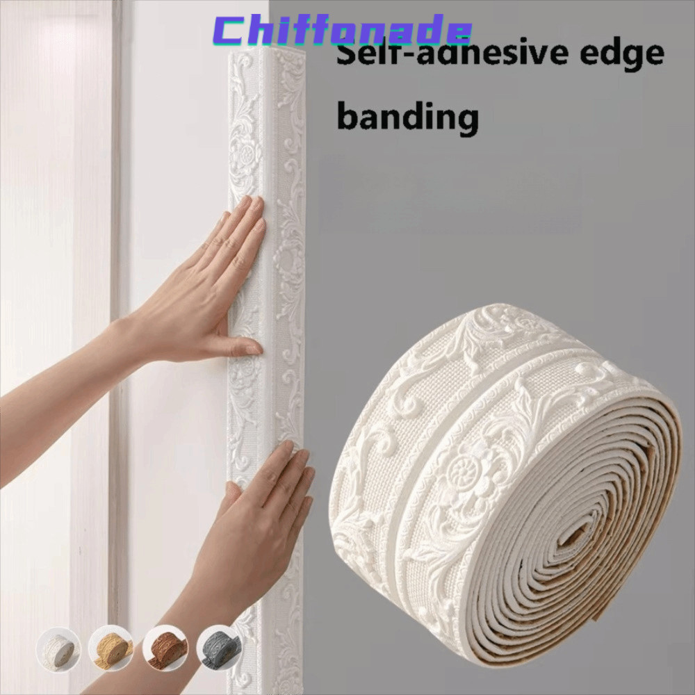 สติกเกอร์ติดผนัง ชิฟโฟนาเด 2/ม้วนแถบตกแต่งเพดานกันน้ํา, DIY Anti-collision โฟม Self-Adhesive Skirting Line Decor ขอบผนัง
