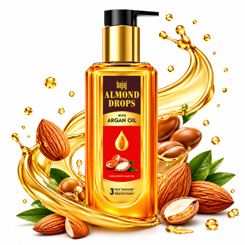 Bajaj Almond Drops Almond  Argan Hair Oil น้ำมันบำรุงผม อัลมอนด์ อาร์แกน ผมนุ่มลื่น เงางาม ไม่เหนียว