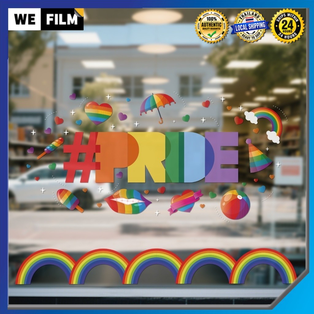 【จัดส่งไวจากกรุงเทพฯ】‌‌🌈Pride Moon สติ๊กเกอร์ LGBTQ+ ติดกระจกร้านค้า เนื้อ PVC ใส คุณภาพดี ไม่เหลือคราบเมื่อลอกออก‌