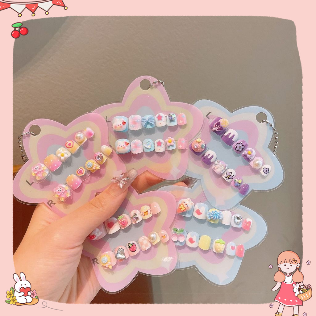 สติ๊กเกอร์ติดเล็บเด็ก การ์ตูน น่ารัก สำหรับเล็บปลอมเด็กผู้หญิง, สวมถอดง่าย! เล็บปลอมของเด็ก
