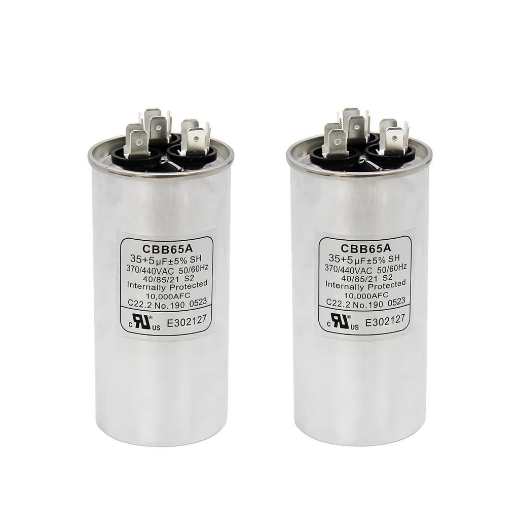 2 แพ็ค 35+5 MFD 35/5 uF 370 หรือ 440 โวลต์ CBB65B Dual Run Circular Start Capacitor สําหรับ AC Motor