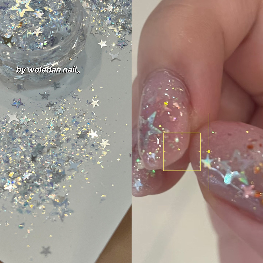 Galaxy Sparkling Sequins อุปกรณ์ทําเล็บ Five-pointed Star Sequins ผสม Glitter Fragments อุปกรณ์ทําเล็บ diy อุปกรณ์เสริม