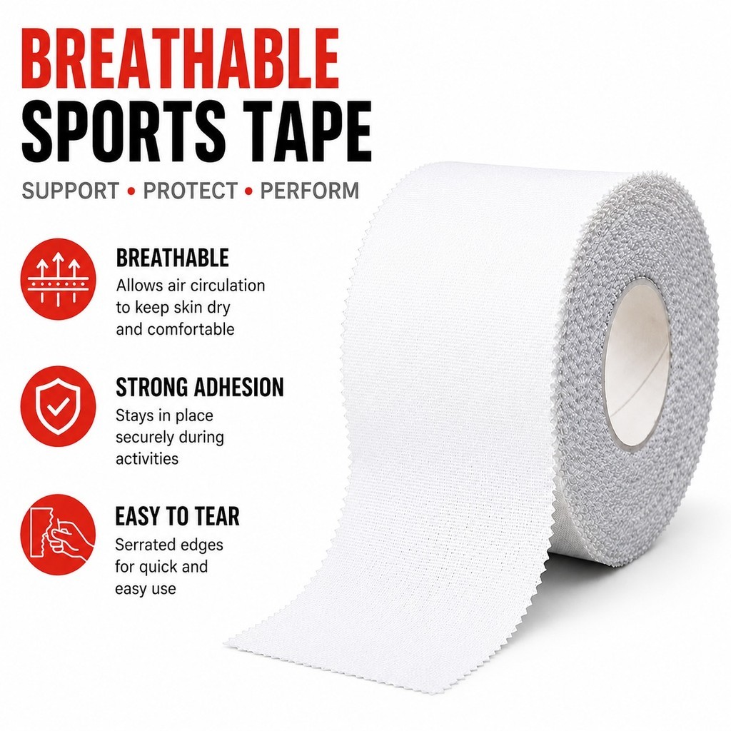 BREATHABLE SPORTS TAPE Elastic Zinc Oxide Cotton Athletic Support Tape สําหรับการบาดเจ็บของกล้ามเนื้