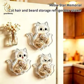 [GOY] โปร่งใสแมวผมเก็บตู้เย็นแม่เหล็กสัตว์เลี้ยงขน Keepsake แคปซูล DIY ของที่ระลึก Cat Whiskers Collector แม่เหล็กติดตู้เย็น TH