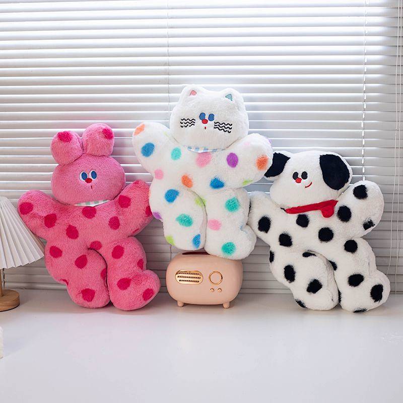 Cartoon Polka Dot Doll Pillow Girl Heart Cute Soft Cushion Bedroom Sofa Bed Head Back Pillow OA4O