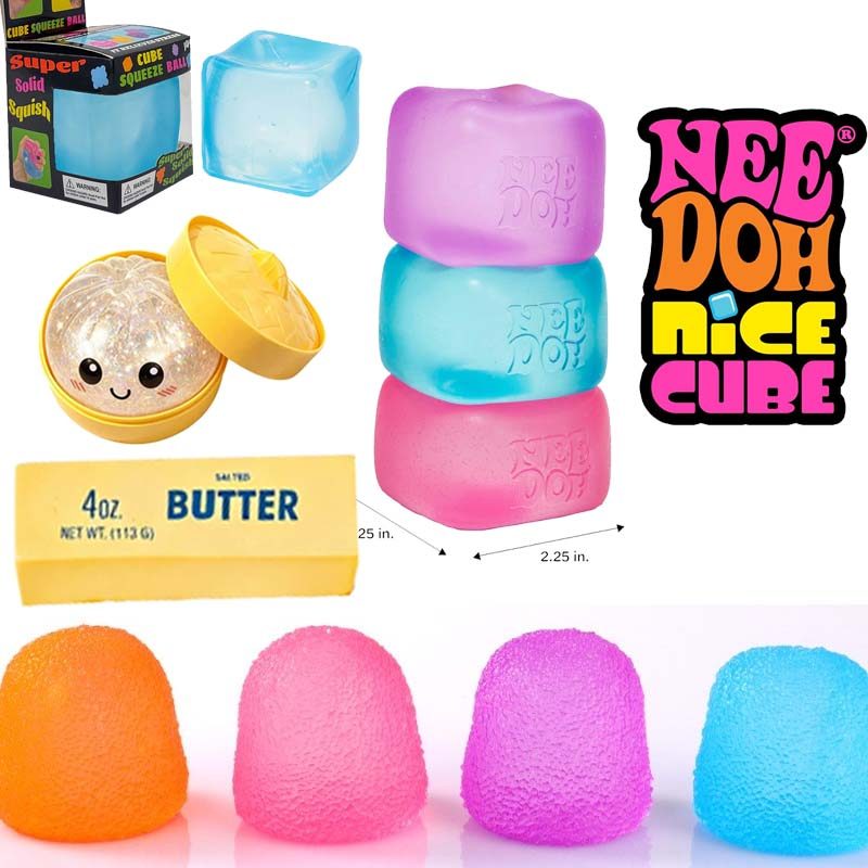 Nee Doh Nice Cube Needoh Squishy Frosted Solid Fidget ของเล่นของเล่นบีบอัดสําหรับเด็กผู้หญิง