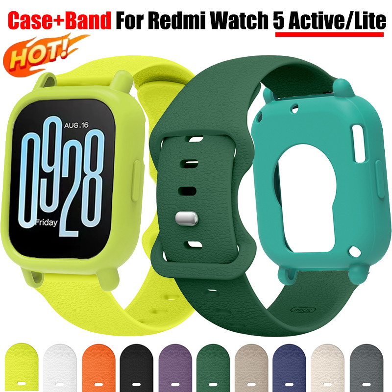 สายรัดซิลิโคนอ่อนนุ่ม + สําหรับ Redmi Watch 5 Active TPU Sport Protector ฝาครอบเชลล์สําหรับ Xiaomi Redmi Watch5 Lite สร้อยข้อมืออุปกรณ์เสริม