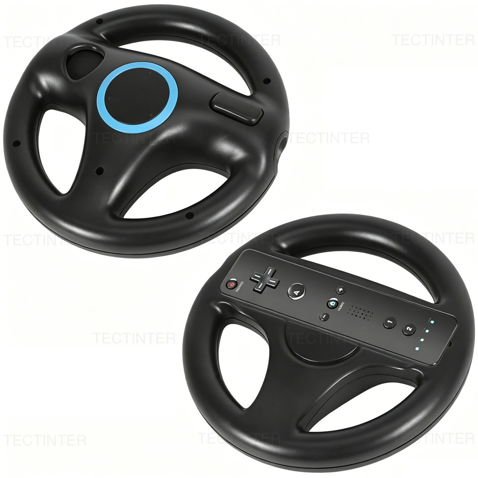 พวงมาลัยเกมGamepadสําหรับNintendo WiiรีโมทคอนโทรลKart RacingเกมสีดําสีขาวRacingล้อสําหรับอุปกรณ์เสริมWii