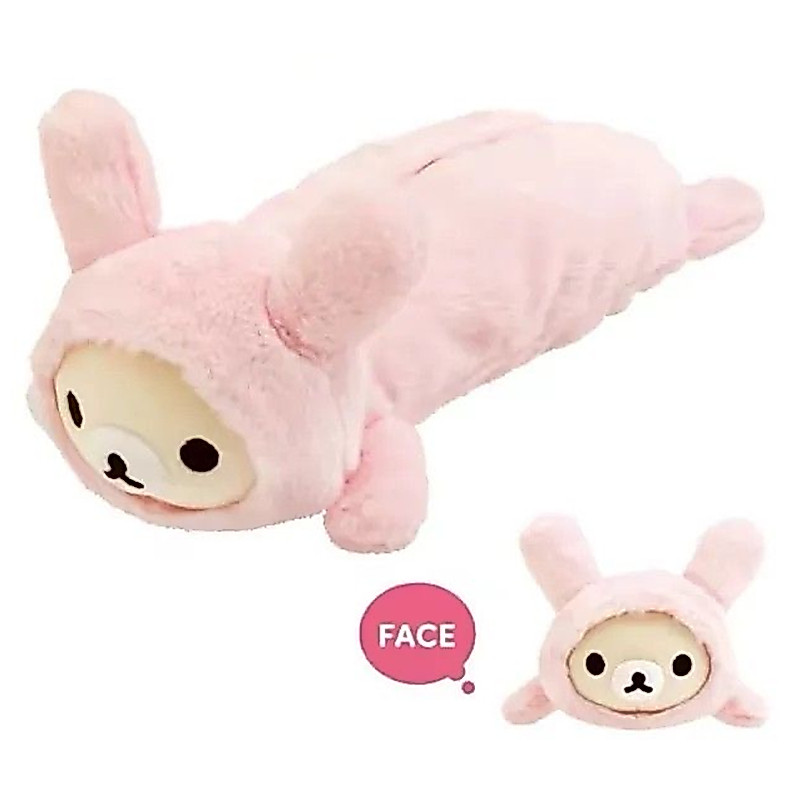 Rilakkuma Bunny Plush ดินสอสําหรับสาวเด็กโรงเรียนน่ารักสีชมพูกระเป๋าดินสอปากกากระเป๋า Kawaii กระเป๋าเก็บ