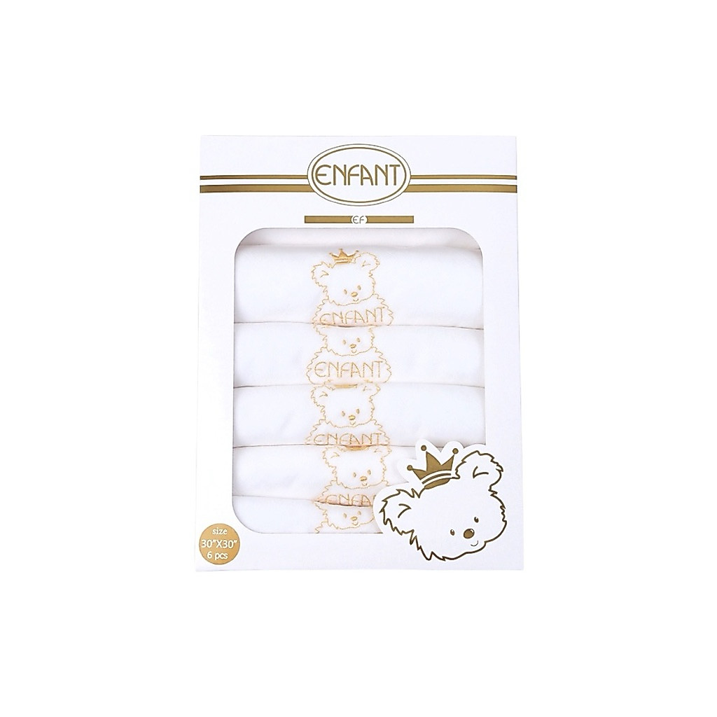 ผ้าอ้อม Enfant Gold New Collection 6ผืน สาลู2ชั้นเนื้อละเอียด ขนาด 30*30นิ้ว
