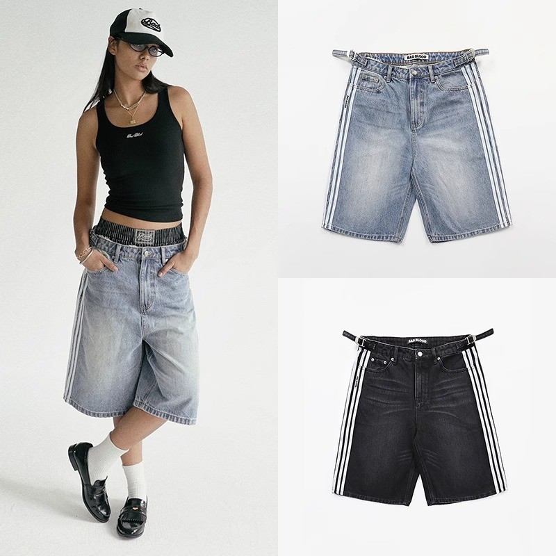ZB8T badblood bcac Hot Girl Retro Denim Shorts Women's Sporty Design Five-Pocket Shorts