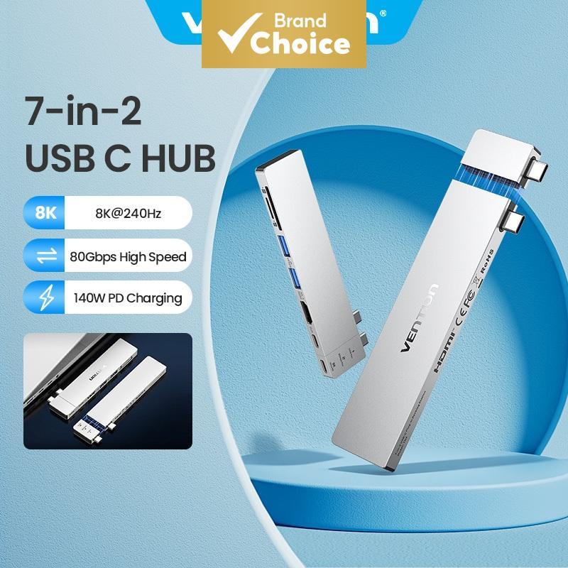 Vention แท่นเชื่อมต่ออเนกประสงค์ Type-C 6-in-1 ดีไซน์เสียบปลั๊ก รองรับการแสดงผล 8K@2400Hz ถ่ายโอนข้อมูล 10Gbps ชาร์จเร็ว 100W PD รองรับ Thunderbolt ระบายความร้อนอลูมิเนียม ใช้ได้กับโน้ตบุ๊ก แท็บเล็ตและสมาร์ทโฟน